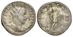 Roman Imperial Coins GORDIAN III.(238-244).Rome.Antoninianus. Obv : IMP GORDIANVS PIVS FEL AVG. Radiate draped cuirassed bust right. Rev : P M TR P III COS II P P. Gordian III, in military attire, sta