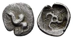 Greek Coins DYNASTS of LYCIA.Kuprilli.(Circa 470-440 BC).Hemiobol. Obv : Pegasos left. Rev : Triskeles. Condition : Darkly toned.Good very fine. Weight : 0.5 gr Diameter : 9 mm