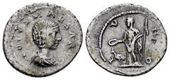 Roman Imperial Coins JULIA MAESA.(218-224).Antioch.Denarius. Obv : IVLIA MAESA AVG. Diademed and draped bust right. Rev : IVNO. Juno standing left, holding patera and sceptre; to left, peacock standin