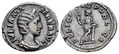 Roman Imperial Coins JULIA MAMAEA.(222-235).Rome.Denarius. Obv : IVLIA MAMAEA AVG. Diademed and draped bust right. Rev : FELICITAS PVBLICA. Felicitas standing facing, head left, leaning on column and 