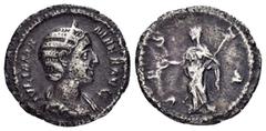 Roman Imperial Coins JULIA MAMAEA.(222-235).Rome.Denarius. Obv : IVLIA MAMAEA AVG. Diademed and draped bust right. Rev : VESTA. Vesta standing left, holding sceptre and patera. RIC 362. Condition : Da