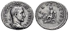Roman Imperial Coins MAXIMINUS THRAX.(235-238).Rome.Denarius. Obv : MAXIMINUS THRAX (235-238). Denarius. Rome. Laureate, draped and cuirassed bust right. Rev : SALVS AVGVSTI. Salus seated left on thro