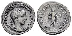 Roman Imperial Coins GORDIAN III.(238-244).Rome.Antoninianus. Obv : IMP GORDIANVS PIVS FEL AVG. Radiate, draped and cuirassed bust right. Rev : P M TR P IIII COS II P P. Gordian advancing right in mil