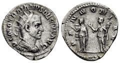 Roman Imperial Coins TRAJANUS DECIUS.(249-251).Rome.Antoninianus. Obv : IMP C M Q TRAIANVS DECIVS AVG. Radiate and cuirassed bust of Decius to right, seen from behind. Rev : PANNONIAE. The two Pannoni