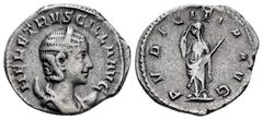 Roman Imperial Coins HERENNIA ETRUSCILLA.(249-251).Rome.Antoninianus. Obv : HER ETRVSCILLA AVG. Draped bust right, wearing stephane, set on crescent. Rev : PVDICITIA AVG. Pudicitia standing left, draw