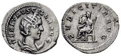 Roman Imperial Coins HERENNIA ETRUSCILLA.(249-251).Rome.Antoninianus. Obv : HER ETRVSCILLA AVG. Diademed and draped bust right, set on crescent. Rev : PVDICITIA AVG. Pudicitia seated left, drawing vei