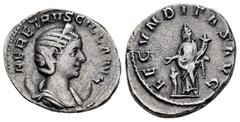 Roman Imperial Coins HERENNIA ETRUSCILLA.(249-251).Rome.Antoninianus. Obv : HER ETRVSCILLA AVG. Diademed and draped bust right, set on crescent. Rev : FECVNDITAS AVG. Fecunditas standing left, holding