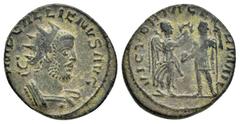 Roman Imperial Coins GALLIENUS.(253-268).Antioch.Antoninianus. Obv : IMP GALLIENVS AVG. Radiate and cuirassed bust right. Rev : VICTORIA GERMAN. Victory, holding wreath and palm frond, and Gallienus, 