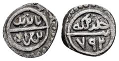 Islamic Coins OTTOMAN.Bayazid I.(1389-1402).Akce Obv : Arabic legend. Rev : Arabic legend. Pere 13. Artuk 1385. Sreckovic S. 43-48. Damali 4-G1. Condition : Nicely toned.Good very fine. Weight : 1.2 g