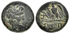 Greek Coins PAPHLAGONIA.Sinope.(Circa BC).Ae. Obv : Laureate head of Zeus right. Rev : ΣΙΝΩΠΗΣ. Eagle standing left on thunderbolt, head to right, AE monogram to left. Condition : Good very fine. Weig