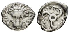 Greek Coins DYNASTS of LYCIA.Trbbenimi.(Circa 390-370 BC).Uncertain.Tetrobol. Obv : Facing scalp of lion. Rev : Triskeles within incuse circle. Müseler VIII.25-27; SNG Aulock 4215. Condition : Lightly