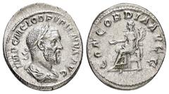 Roman Imperial Coins PUPIENUS.(238).Rome.Denarius. Obv : IMP C M CLOD PVPIENVS AVG. Laureate, draped and cuirassed bust right. Rev : CONCORDIA AVGG. Concordia seated left with double cornucopia and pa