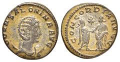 Roman Imperial Coins SALONINA.(Augusta, 254-268).Samosata.Antoninianus. Obv : CORN SALONINA AVG. Diademed and draped bust right, set on crescent. Rev : CONCORDIA AVGG. Emperor standing right, clasping