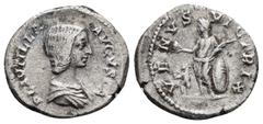 Roman Imperial Coins PLAUTILLA.(Augusta, 202-205).Rome.Denarius. Obv : PLAVTILLA AVGVSTA. Draped bust right. Rev : VENVS VICTRIX. Venus standing left, holding apple and palm frond, and resting elbow u