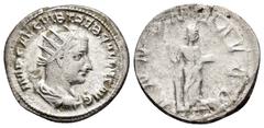 Roman Imperial Coins TREBONIANUS GALLUS.(251-253).Rome.Antoninianus. Obv : IMP CAE C VIB TREB GALLVS AVG. Radiate, draped and cuirassed bust right. Rev : ANNONA AVGG. Annona standing right, foot on pr
