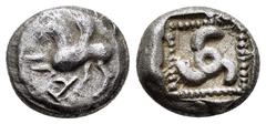 Greek Coins DYNASTS OF LYCIA.Khinakha.(Circa 470-440 BC). 1/3 Stater. Obv : Pegasos rearing left. Rev : Triskeles in dotted square within incuse square. Müseler IV, 75. Condition : Extremely fine. Wei