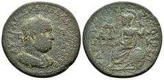 Roman Provincial Coins CILICIA.Tarsus.Balbinus.(238).Ae. Obv : ΑΥΤ ΚΑΙϹ Δ ΚΑΙΛ ΒΑΛΒƐΙΝΟΝ ϹƐΒ, Π Π. Laureate, draped and cuirassed bust right. Rev : ΤΑΡϹΟΥ ΜΗΤΡΟΠΟΛƐΩϹ Α Μ Κ Β Γ. Athena seated on shiel