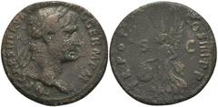 Antike Münzen Antike Römer Münzen Römische Kaiserzeit Traianus, 100, As (9,43 g), Rom. Av.: Büste des Traianus nach rechts mit Lorbeerkranz und Paludamentresten auf beiden Schultern, in Umschrift: "IM