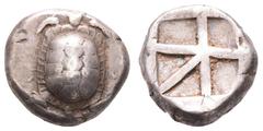 Fritz Taeger Collection Antike Griechen Aigina Stater (12,23g), ca. 450-430 v. Chr. Av: Landschildkrote. Rev: Incusum. SNG Cop. 516/517, ss.