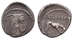 Fritz Taeger Collection Antike Römer Münzen Römische Republik L. Papius Celsus, Denar (3,54g), 45 v. Chr., Rom. Av: Kopf der Juno Sospita mit Ziegenfell nach rechts. Rev: Wölfin nach rechts, daneben A