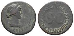 Fritz Taeger Collection Antike Römer Münzen Römische Kaiserzeit Livia, Dupondius (13,69g), Rom., geprägt unter Tiberius (22-23). Av: Büste nach rechts, darunter "IVSTITIA". Rev: SC, darum "TI CAESAR D