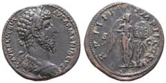 Fritz Taeger Collection Antike Römer Münzen Römische Kaiserzeit Lucius Verus, 161-169, Sesterz (23,71g), Rom. Av: Kürassierte Büste nach rechts, darum Umschrift. Rev: Stehende Victoria mit Schild auf 