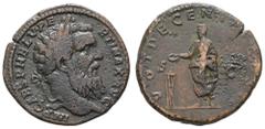 Fritz Taeger Collection Antike Römer Münzen Römische Kaiserzeit Pertinax, 192-193, Sesterz (25,67g), Rom. Av: Kopf nach rechts, darum Umschrift. Rev: Stehender Kaiser mit Patera und Schriftrolle vor D