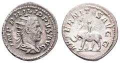 Fritz Taeger Collection Antike Römer Münzen Römische Kaiserzeit Philippus I. Arabs, 244-249, Antoninian (3,96g), Rom. Av: Büste nach rechts, darum Umschrift. Rev: Elefant mit Treiber nach links, darum
