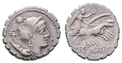 Antiquity Antike Römer Münzen Römische Republik Tib. Claudius Nero, Serratus (4,04g), 79 v. Chr., Rom. Av: Dianabüste nach rechts, über der Schulter Bogen und Köcher, davor "S.C". Rev: Victoria mit Pa