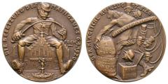 Medals Medaillen Medaillen Karl Goetz Bronzegussmedaille (Dm. 58,4mm, 54,75g), 1920, von Karl Goetz, auf die Besetzung des Maingaus. Av: Marschall Foch sitzt auf Frankfurter Römer. Rev: Soldat mit Gel