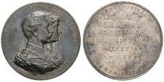 Medaillen Deutschland nach 1900 Preußen, Silbermedaille (Dm. 45,0mm, 50,1g), o.J. (1906), von Weigand, auf das 25-jährige Ehejubiläum von Wilhelm II. und Auguste Victoria. Av: Brustbild Wilhelm II. un