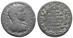 Ancient Coins Antike Römer Münzen der Römischen Provinzen Lydien, Magnesia as Sipylum, Æ (14,38g), Caracalla, 198-217. Av: Büste nach rechts, darum Umschrift. Rev: 5 Zeilen Schrift in Kranz, darum Ums