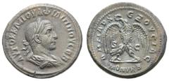 Antike Römer Münzen der Römischen Provinzen Syrien, Antiochia, Tetradrachme (12,40 g), Philippus I. Arabs, 244. Av: Büste nach rechts, darum Umschrift. Rev: Stehender Adler von vorn zwischen "SC". 14,