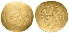 Antike Byzanz Johannes II. Komnenos, 1118-1143, Hyperpyron (4,33 g), Konstantinopel. Av: Thronender Christus von vorn, darum Umschrift. Rev: Stehender Kaiser und Maria nebeneinander von vorn, darum Um