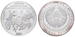 Europa und Übersee Weißrussland 1000 Rubel, 2004, Olympische Spiele Athen, 1 kg Silber, Parchimowicz 701, leicht angelaufen, in Kapsel, PP.