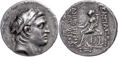 Ancient Coins Seleukidien Tetradrachme (15,31g), 151 v. Chr., Demetrios I. Soter, Antiochia. Av. Kopf nach rechts, darum Kranz. Rev: Thronende Tyche mit Füllhorn nach links. SC 1641.8h, ss. Seleucid (
