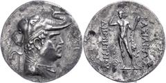 Ancient Coins Baktrien Tetradrachme (16,10g), 200-185 v. Chr., Demetrios I. Aniketos. Av: Büste mit Elefantenskalp nach rechts. Rev: Stehender Herakles mit Keule und Löwenfell von vorn. Etwas korrodie