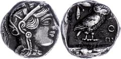 Ancient Coins Attika Athen, Tetradrachme (17,15g), 5. Jh. v. Chr., Av: Athenakopf mit attischem Helm nach rechts. Rev: Eule nach rechts, dahinter Ölzweig und Mondsichel, ss. Erworben 1979 von H.G. Old