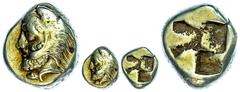 Ancient Coins Ionien Phokaia, Elektron-Hekte (2,54g), 477-388 v. Chr.. Av: Herakleskopf mit Löwenfell nach links. Rev: Quadratum Incusum, Bodensed 80, Kratzer auf dem Avers, ss-vz. Ionia Phocaea, elec