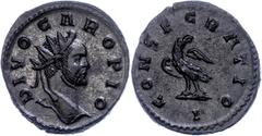Ancient Coins Münzen Römische Kaiserzeit Divus Carus, 283, Antoninian (4,16g), Lugdunum. av: Kopf nach rechts, darum Umschrift. Rev: Adler nach rechts, darum Umschrift. RIC 29, Cohen 18, prägefrisch. 