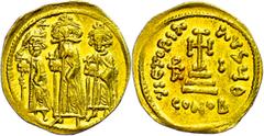 Ancient Coins Münzen Byzanz Heraclius, 610-641, Solidus (4,38g), Konstantinopel. Av: Heraclius zwischen Heraclius Constantin und Heraclonas von vorn. Rev: Krückenkreuz auf drei Stufen, rechts Christog