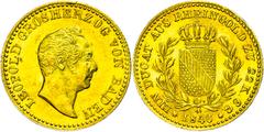German States 1800 - 1871 Baden Dukat (Rheingolddukat), 1846, Carl-Leopold Friedrich 1830-1852, in der Jahreszahl "1" rückgewandt, keine Signatur "D" im Halsabschnitt, 3,68g, feine Kratzer im Aversfel