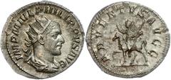 Ancient Coins Münzen Römische Kaiserzeit Philippus I. Arabs, 244-249, Antoninian (4,41g), Rom. Av: Büste nach rechts, darum Umschrift. Rev: Reitender Philippus zu Pferd nach links, darum Umschrift. RI