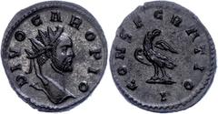 Ancient Coins Münzen Römische Kaiserzeit Divus Carus, 283, Antoninian (4,16g), Lugdunum. av: Kopf nach rechts, darum Umschrift. Rev: Adler nach rechts, darum Umschrift. RIC 29, Cohen 18, prägefrisch. 