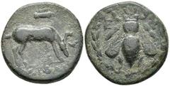 Ancient Coins Ionien Ephesos. Æ (3,29g), ca. 190-150 v. Chr., Magistrat Solon Av: Biene. Av: Hirsch nach rechts. SNG von Aulock 1842var., ss. Aus einer rheinischen Privatsammlung. Erworben in den 1980