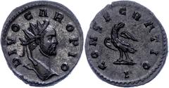 Ancient Coins Münzen Römische Kaiserzeit Divus Carus, 283, Antoninian (4,16g), Lugdunum. av: Kopf nach rechts, darum Umschrift. Rev: Adler nach rechts, darum Umschrift. RIC 29, Cohen 18, prägefrisch. 