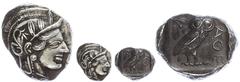 Ancient Coins Attika Athen, Tetradrachme (17,22g), ca. 403-365 v. Chr., Av: Athenekopf mit attischem Helm nach rechts, Rev: Eule nach rechts, dahinter Ölzweig und Mondsichel, davor "AOE". Svoronos Pl.