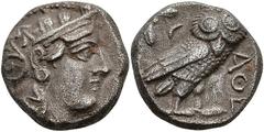 Ancient Coins Attika Athen, Tetradrachme (16,81g), ca. 280-261 v. Chr. Av: Athenekopf mit attischem Helm nach rechts. Rev: Eule nach rechts, dahinter Ölzweig und Mondsichel. Svoronos Tf. 20, BMC 14, 1