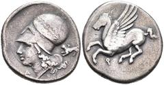 Ancient Coins Korinth Stater (8,30g), ca. 345-307 v. Chr. Av: Pegasos nach links. Rev: Athenakopf mit korinthischem Helm nach links, dahinter Chimaera. Calciati 428, ss Corinth Stater (8, 30 g), appro