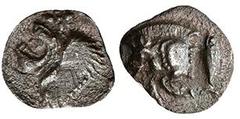 Ancient Coins Mysia Kyzikos, Hemiobol (0,31g), ca. 5. Jhd. v. Chr. Av: Wildschweinprotome nach links, dahinter Thunfisch. Rev: Löwenprotome nach links. SNG France 375, ss-vz. Aus einer rheinischen Pri